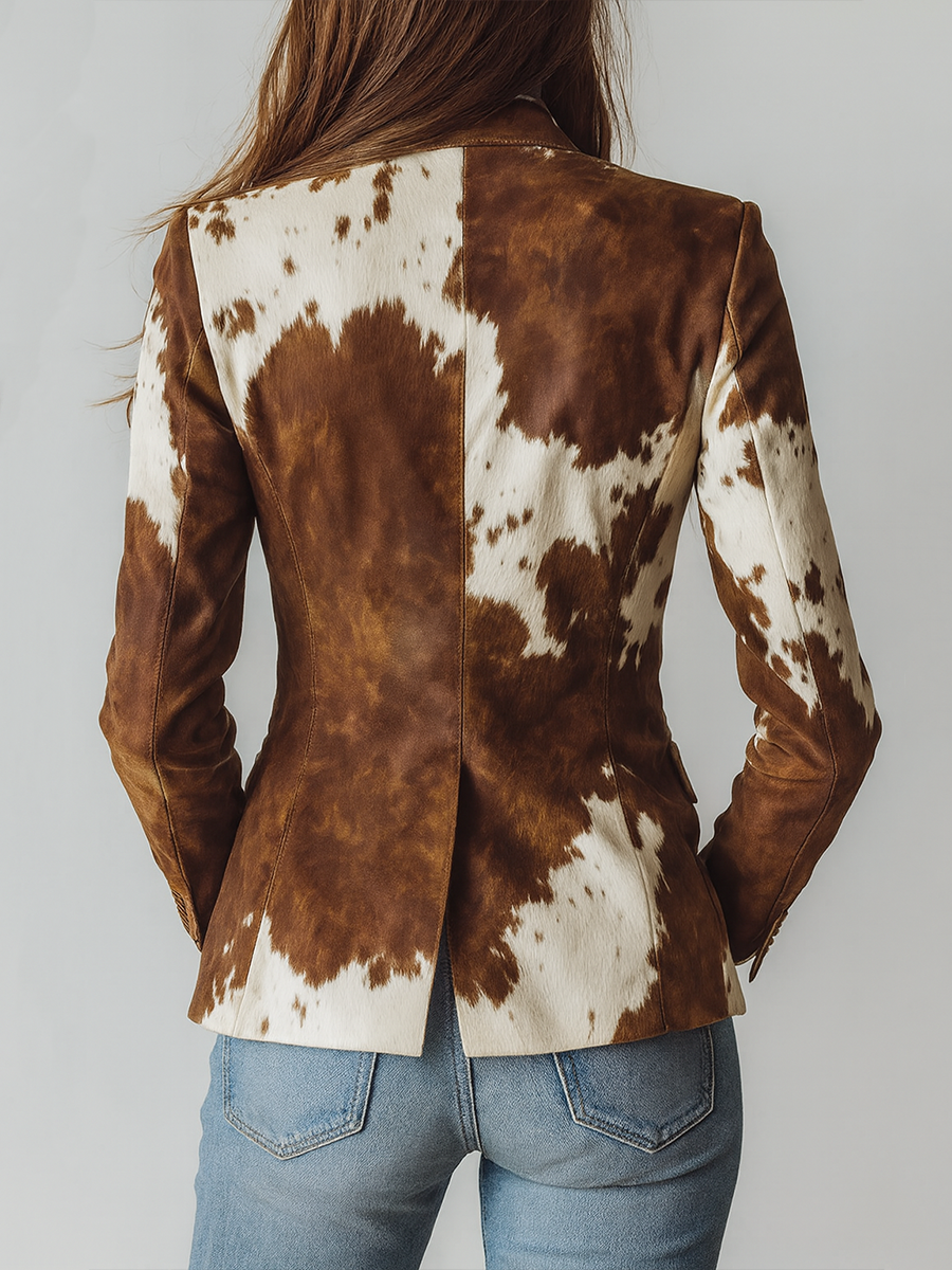 Inés | Blazer Vintage con Estampado de Vaca