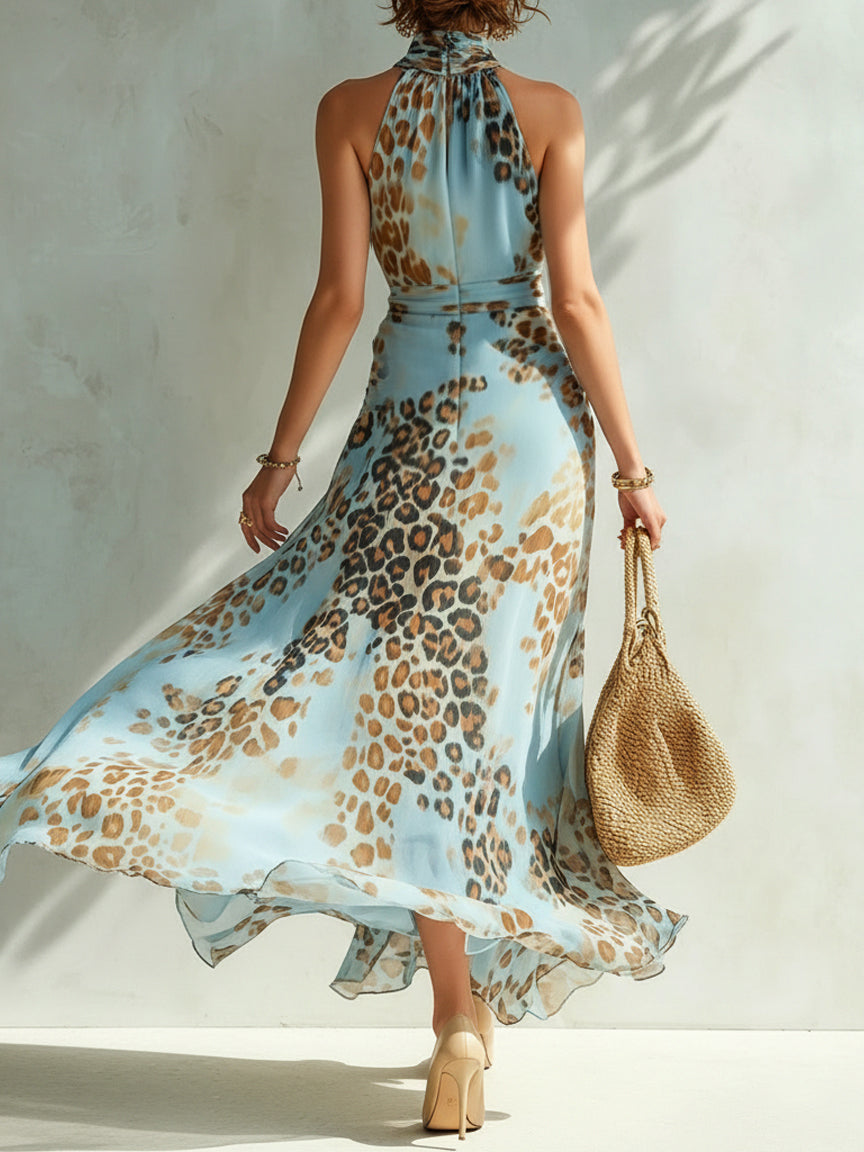 Daniela | Vestido Maxi Animal Print con Espalda Abierta