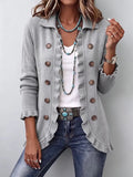 Obdulia | Chaqueta de Punto Gris Jaspeado con Volantes