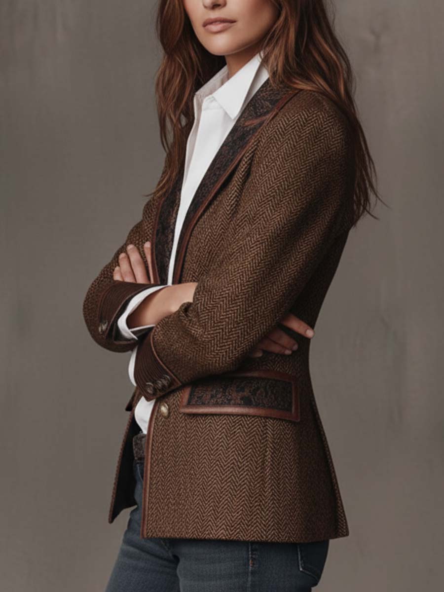 Gisela | Blazer con Paneles de Estampado Espiga