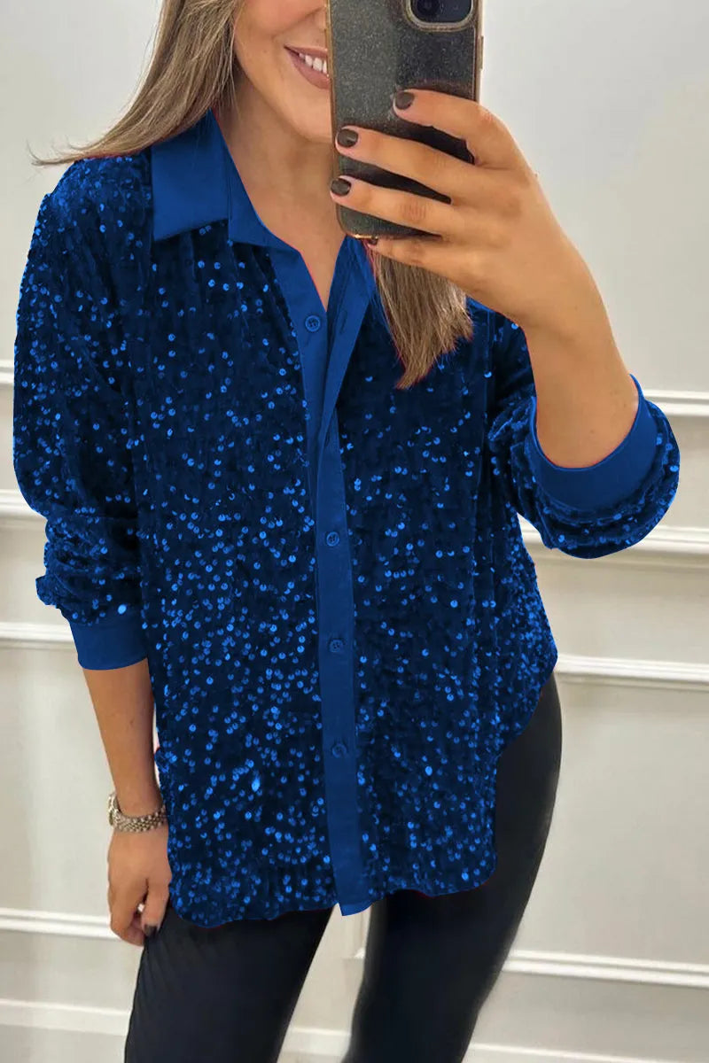 Queralt | Camisa con Lentejuelas Brillantes