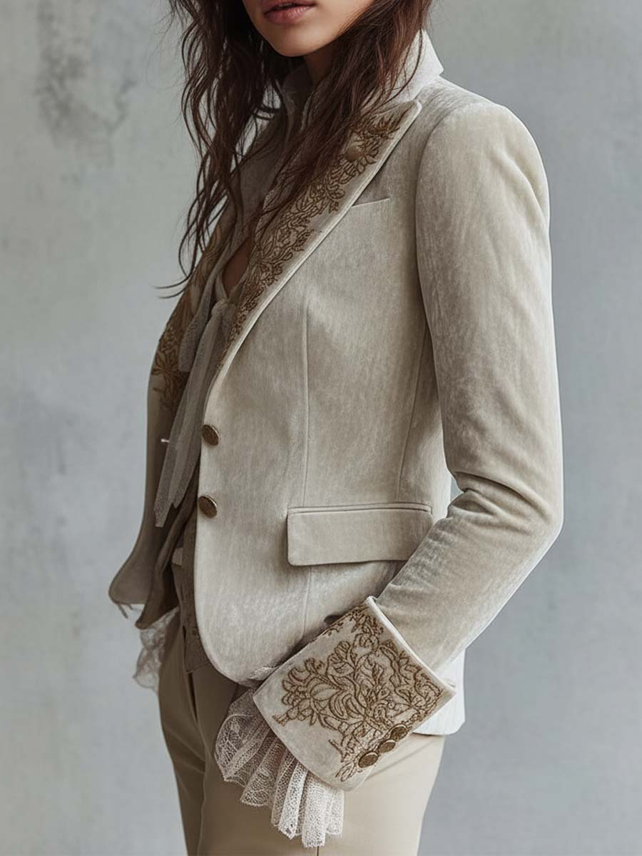 Constanza | Blazer Sastre Bordado Marfil