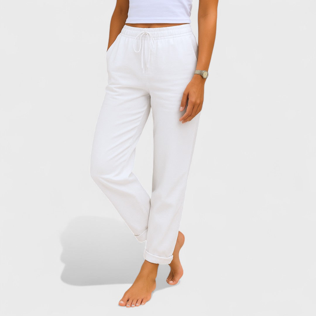Klára | Pantalones de Lino Elásticos