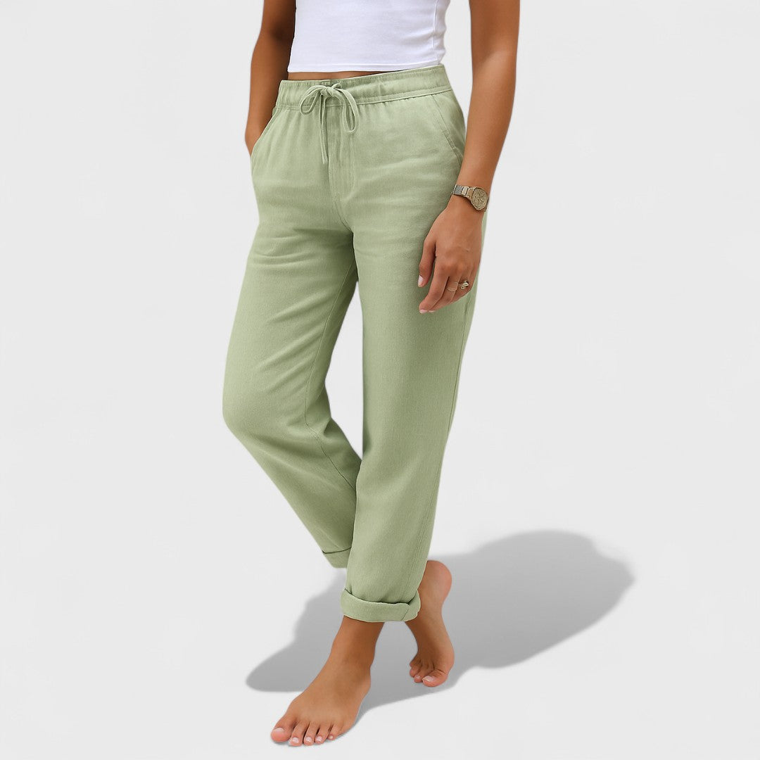 Klára | Pantalones de Lino Elásticos
