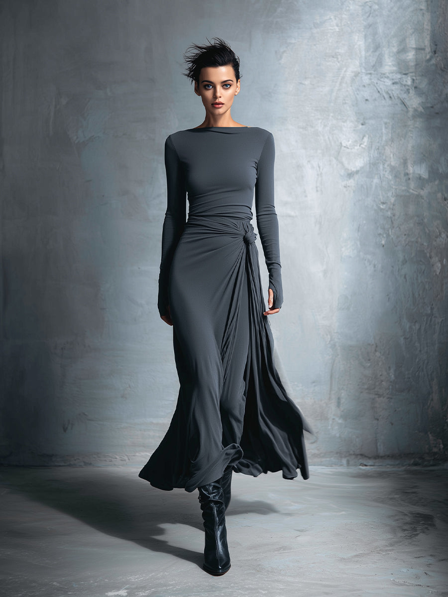 Naiara | Vestido Maxi con Nudo Lateral