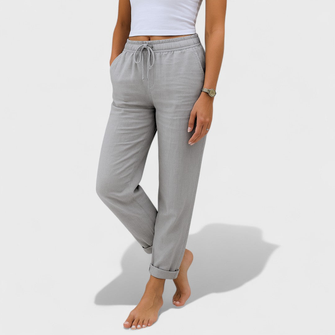 Klára | Pantalones de Lino Elásticos