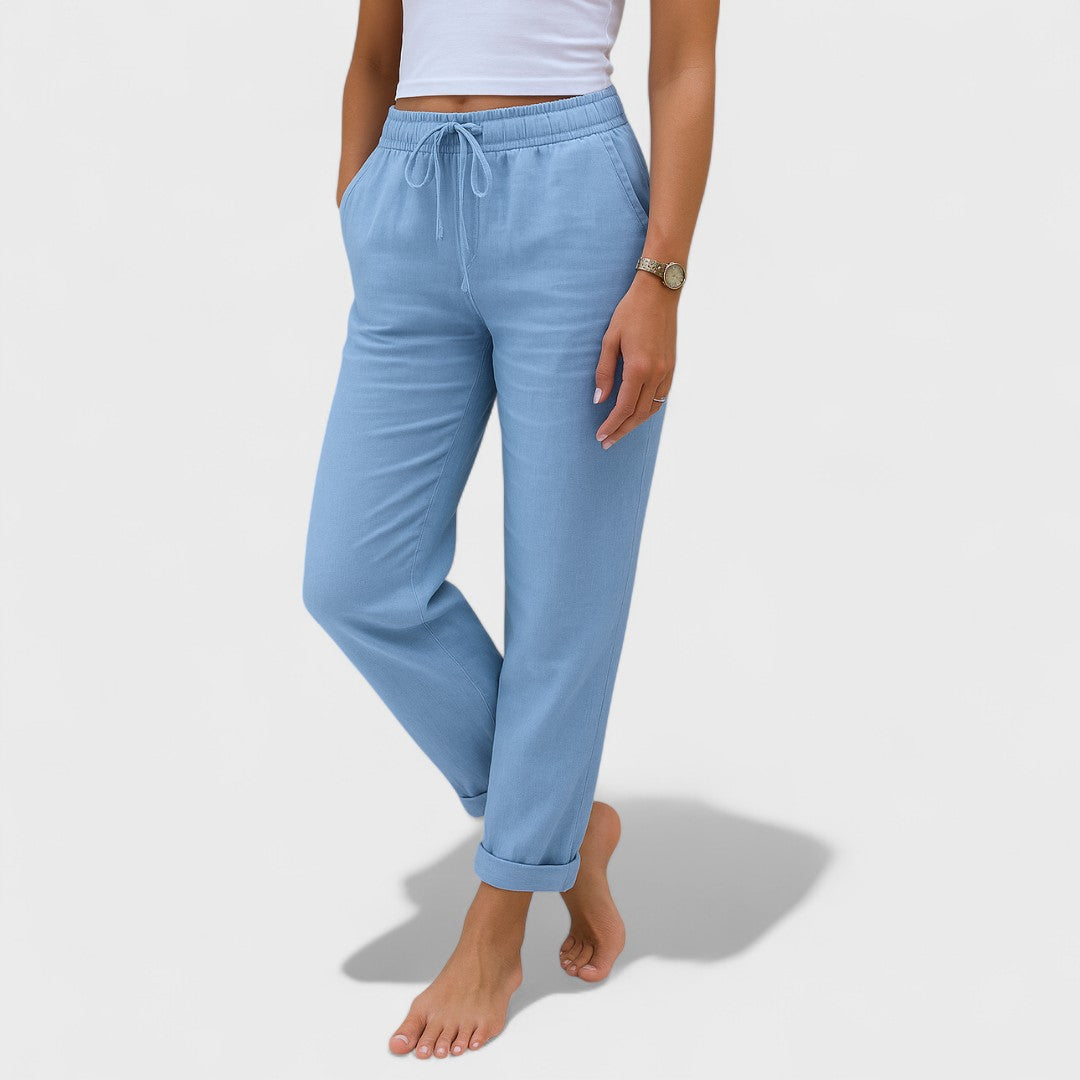 Klára | Pantalones de Lino Elásticos