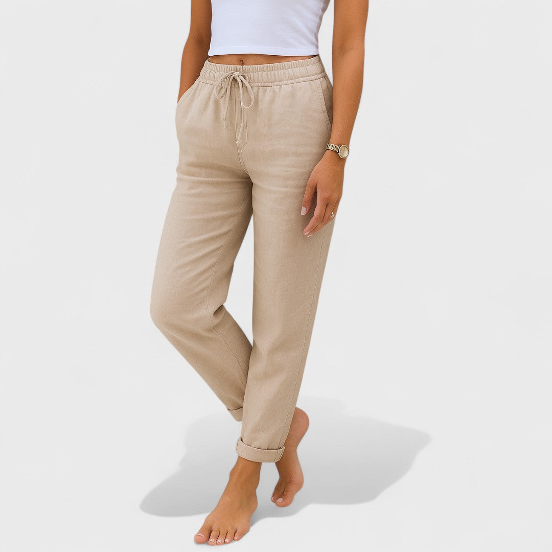Klára | Pantalones de Lino Elásticos