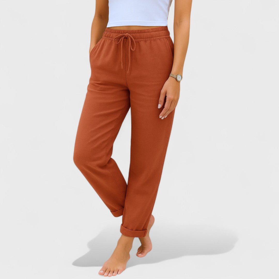 Klára | Pantalones de Lino Elásticos