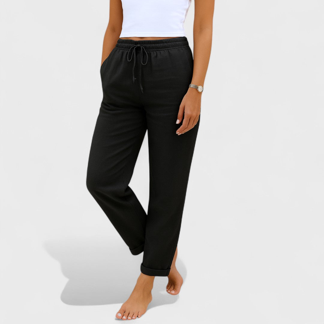 Klára | Pantalones de Lino Elásticos