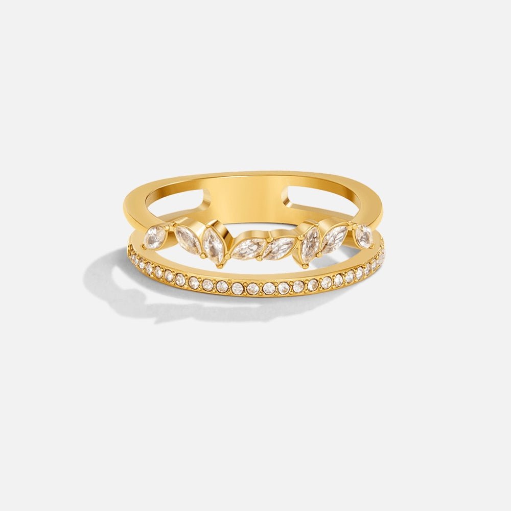 Luz | Anillo de Cristal Dorado 18K