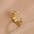 Luz | Anillo de Cristal Dorado 18K