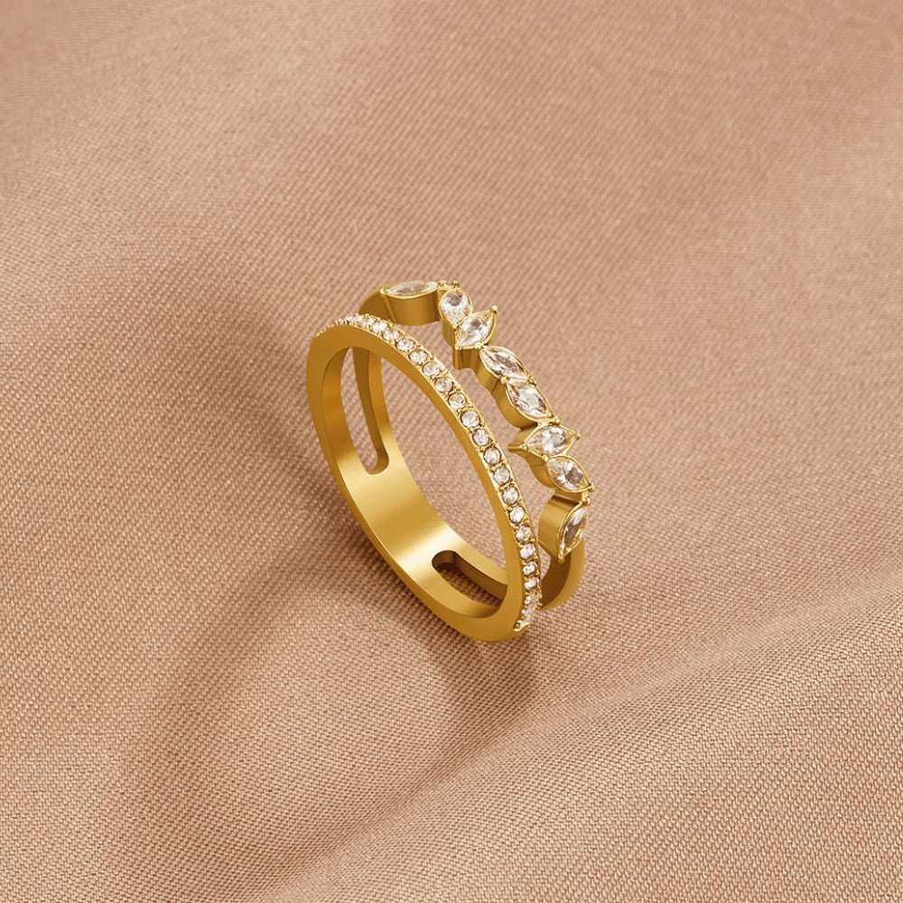 Luz | Anillo de Cristal Dorado 18K