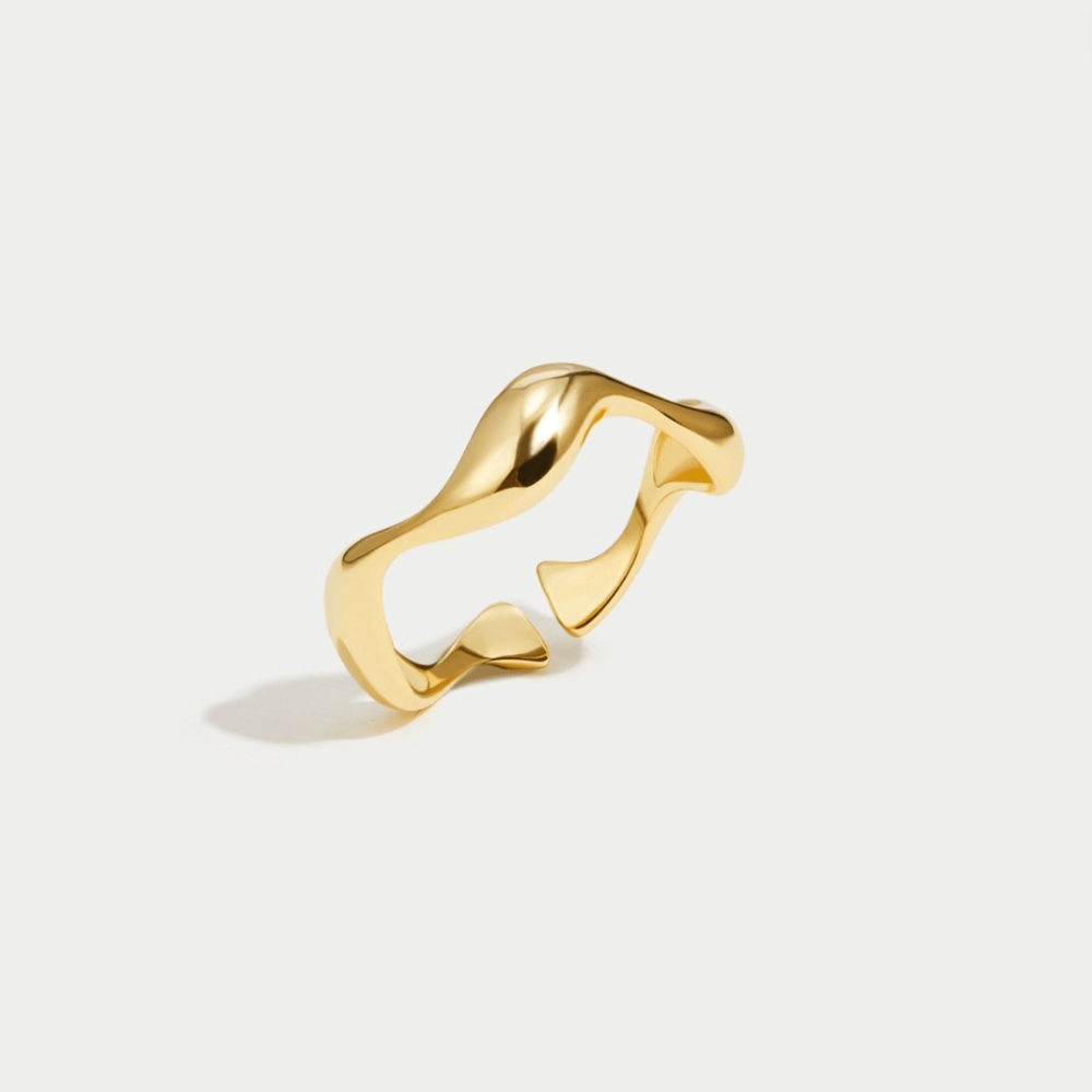 Anillo Ola Dorado en Plata 925