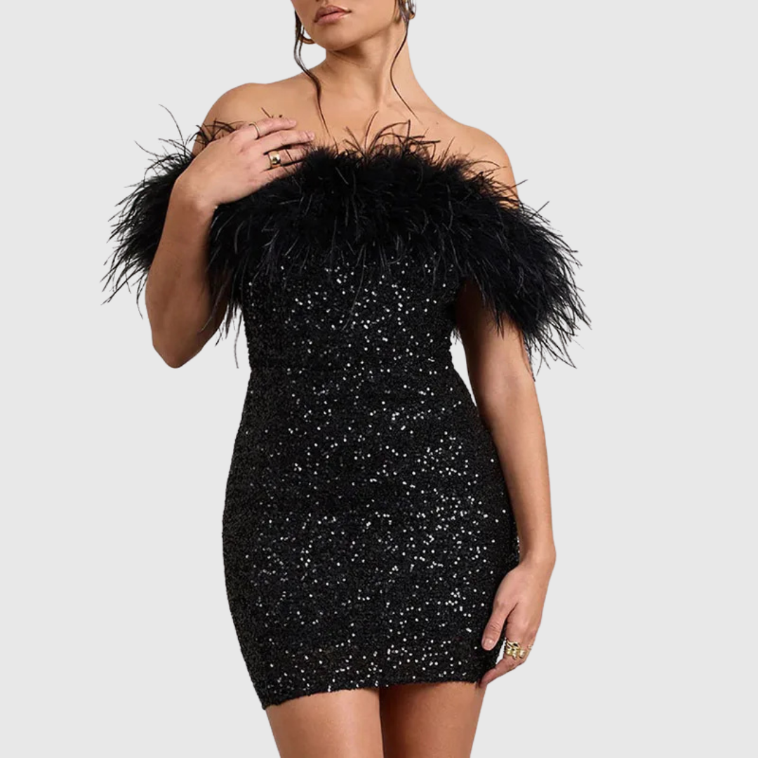 Lola | Vestido con Hombros Descubiertos y Brillantes