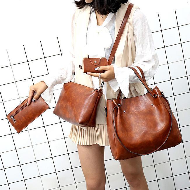 Aida | Conjunto de 4 Bolsos de Cuero Vintage