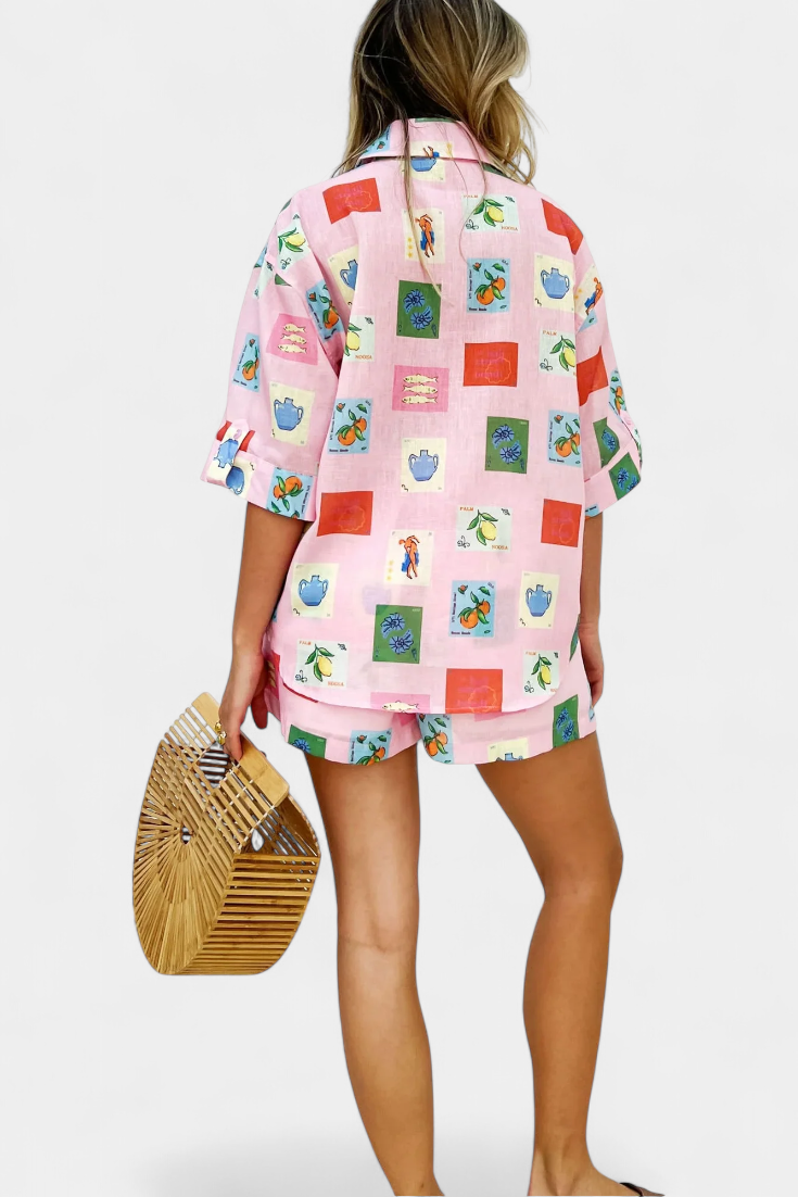 Mariluz | Conjunto Camisa y Shorts Rosa