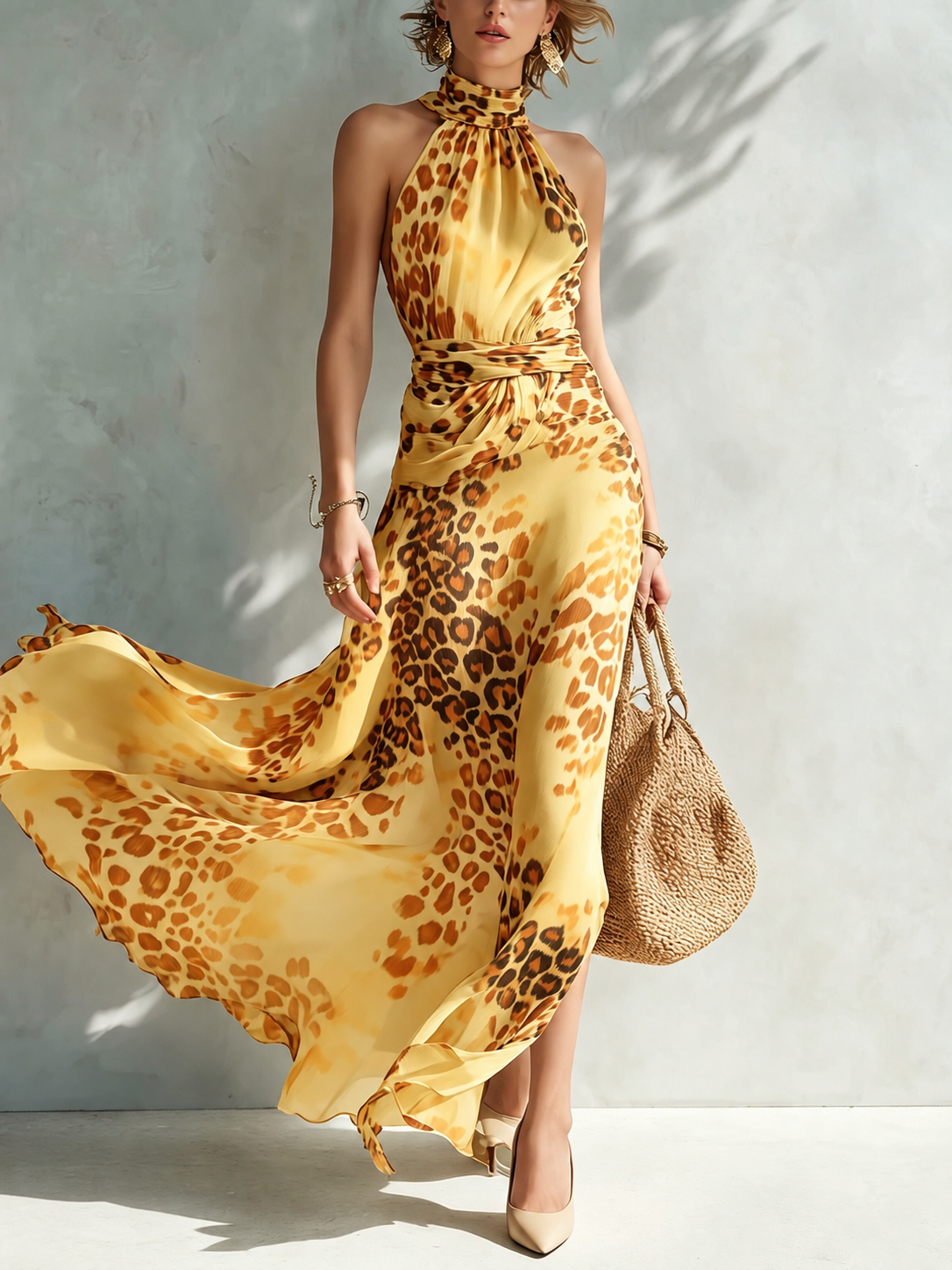 Daniela | Vestido Maxi Animal Print con Espalda Abierta