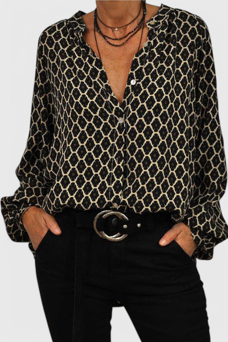 Jemima | Blusa de Botones Geométrica