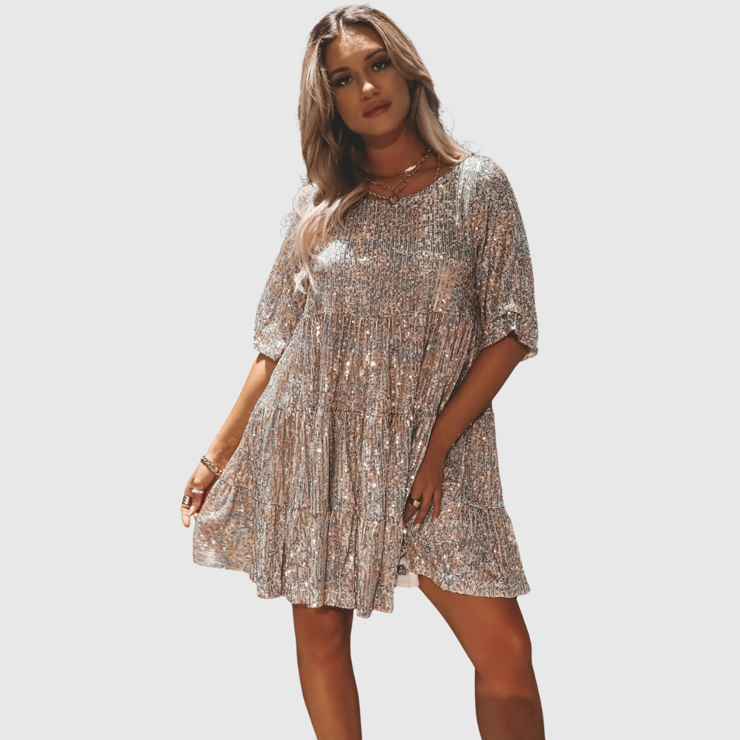 Vanesa | Vestido Maxi de Lentejuelas Fluido