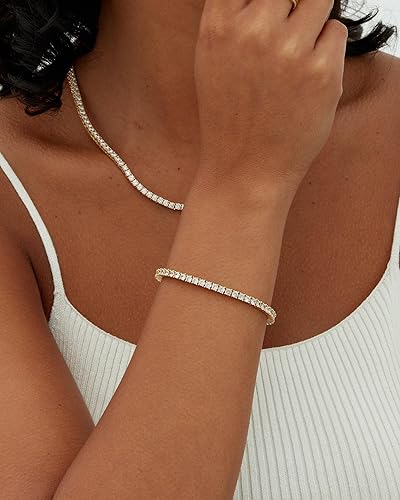 Pulsera Tenis Dorada con Moissanita