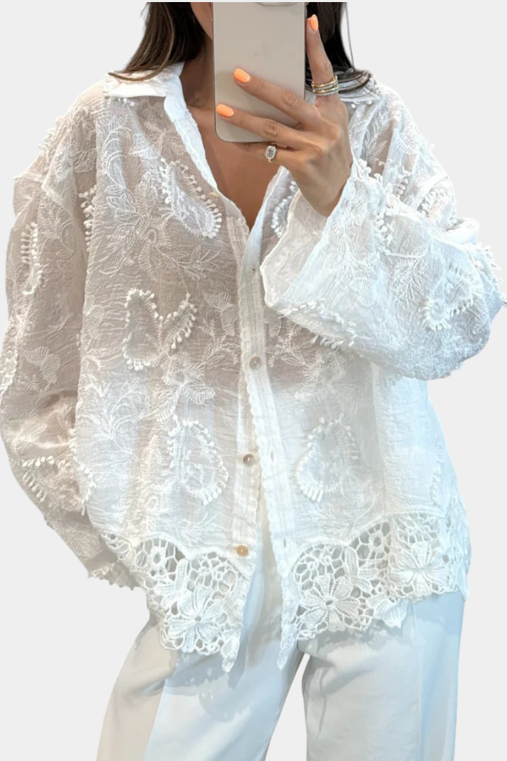 Iris | Blusa Boho Blanca