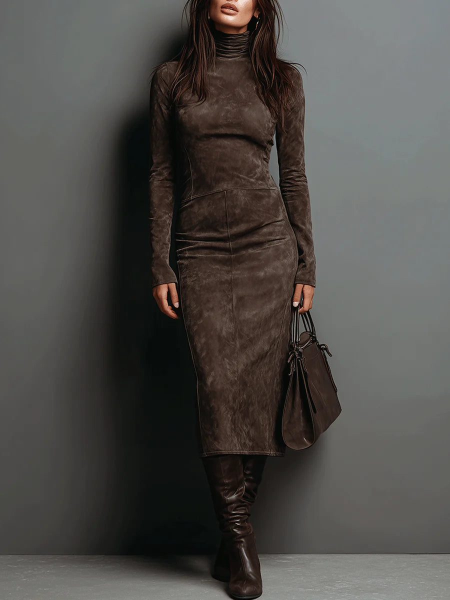Lorena | Vestido Midi Largo Marrón