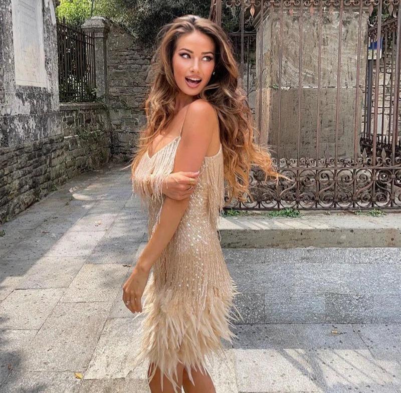Alicia | Mini Vestido con Plumas