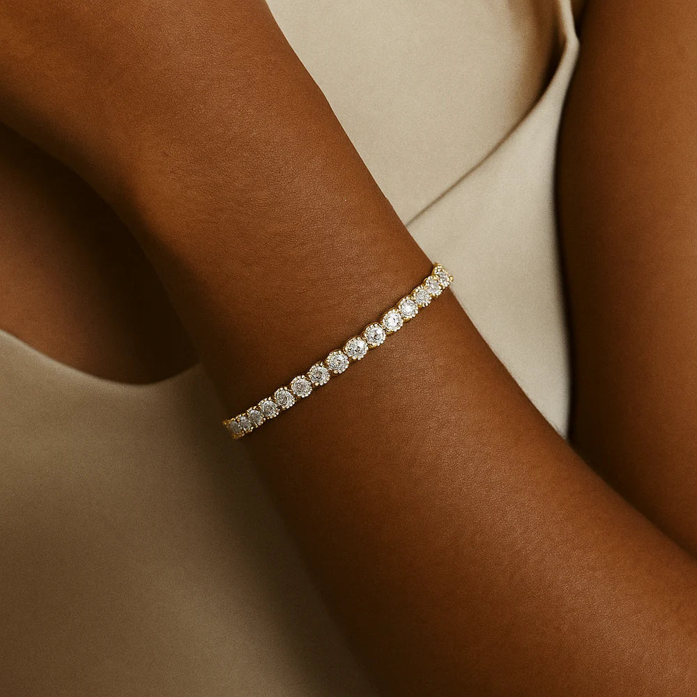 Pulsera Tenis Dorada con Moissanita