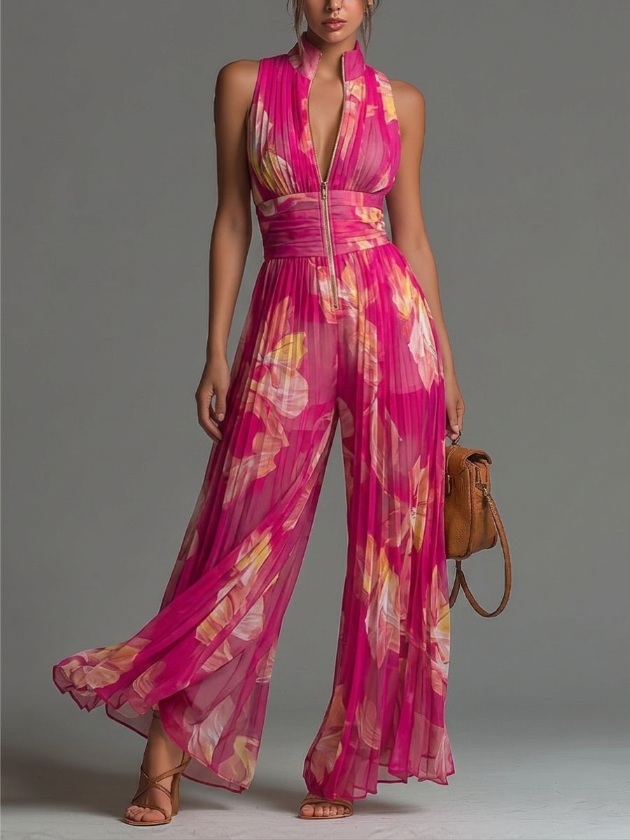 Candela | Mono Plisado Floral Fucsia