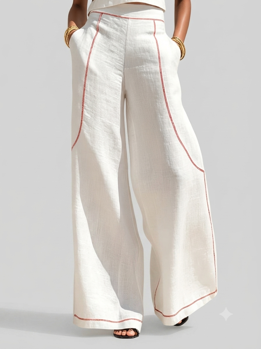Vittoria | Conjunto Blanco con Top Sin Mangas y Pantalón Ancho