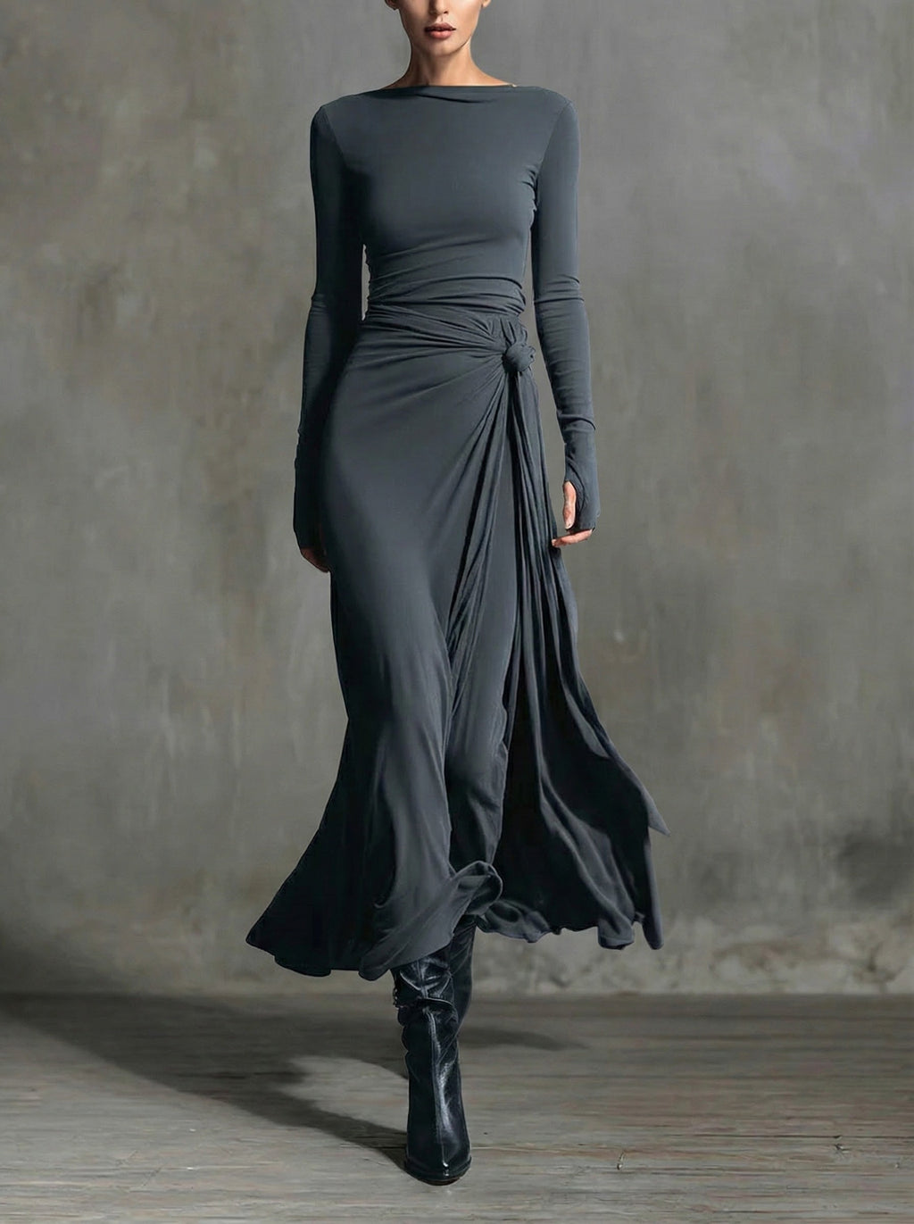 Naiara | Vestido Maxi con Nudo Lateral