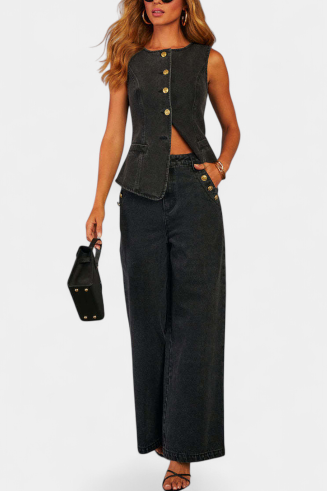 Ludovica | Conjunto Denim Chaleco y Jeans