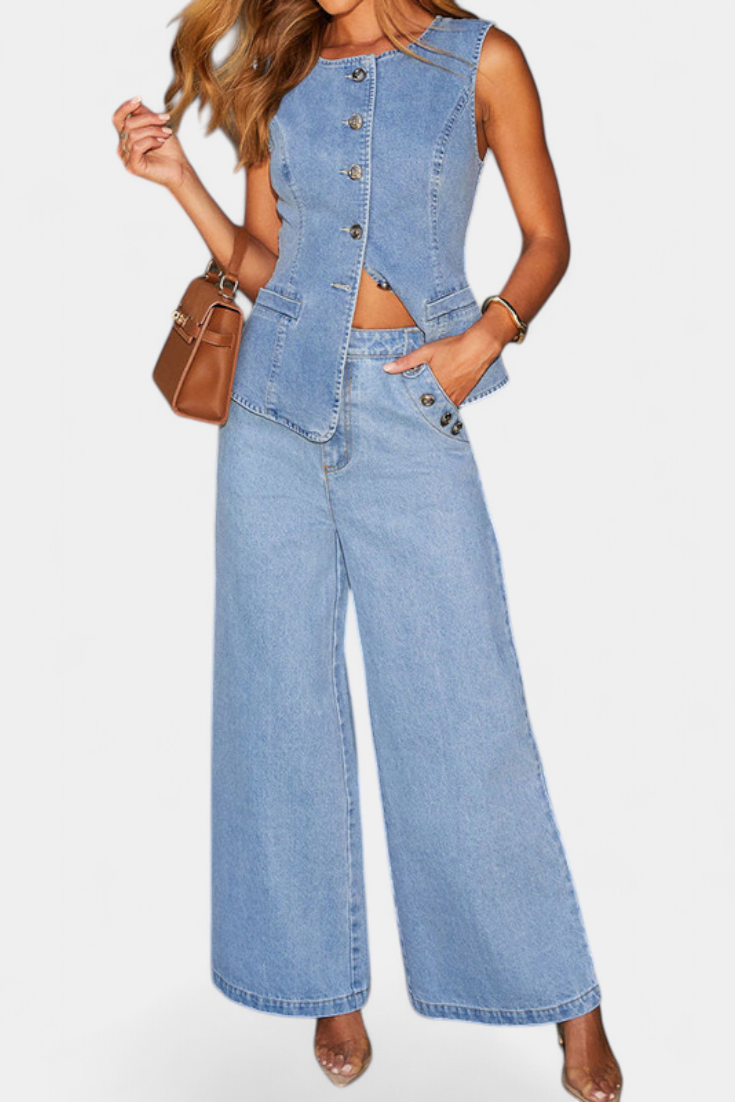 Ludovica | Conjunto Denim Chaleco y Jeans