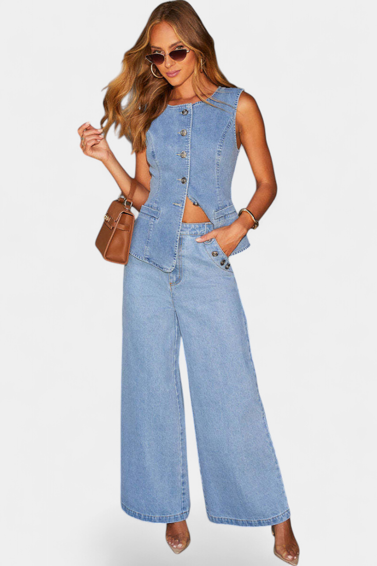Ludovica | Conjunto Denim Chaleco y Jeans