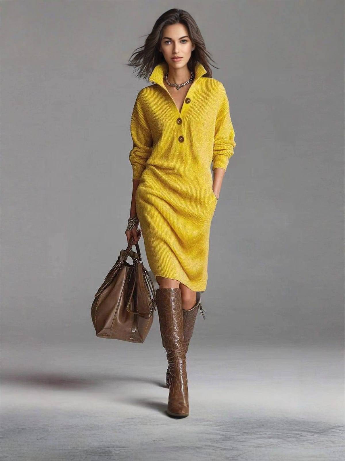 Marina | Vestido Camisero de Punto con Botones
