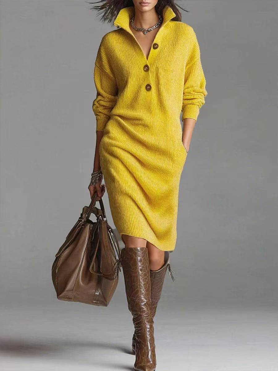 Marina | Vestido Camisero de Punto con Botones