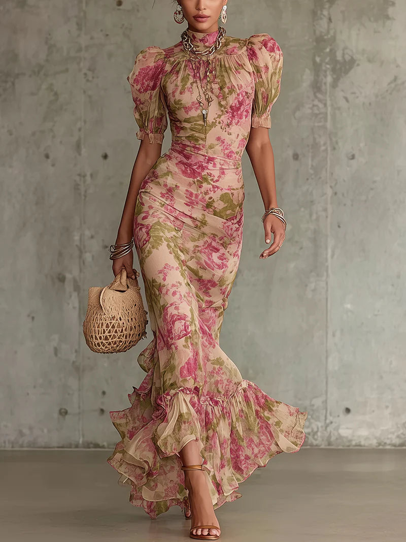 Lorena | Vestido Largo con Estampado de Rosas
