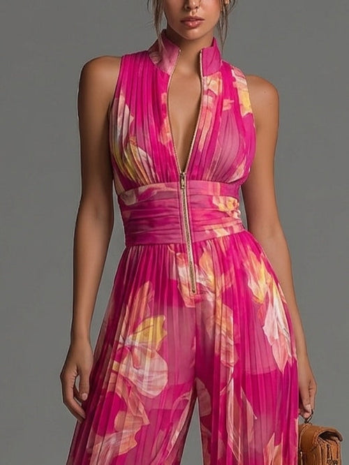 Candela | Mono Plisado Floral Fucsia