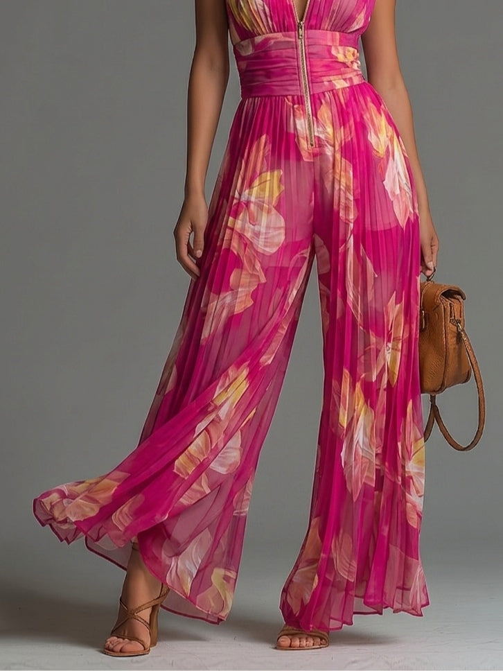 Candela | Mono Plisado Floral Fucsia