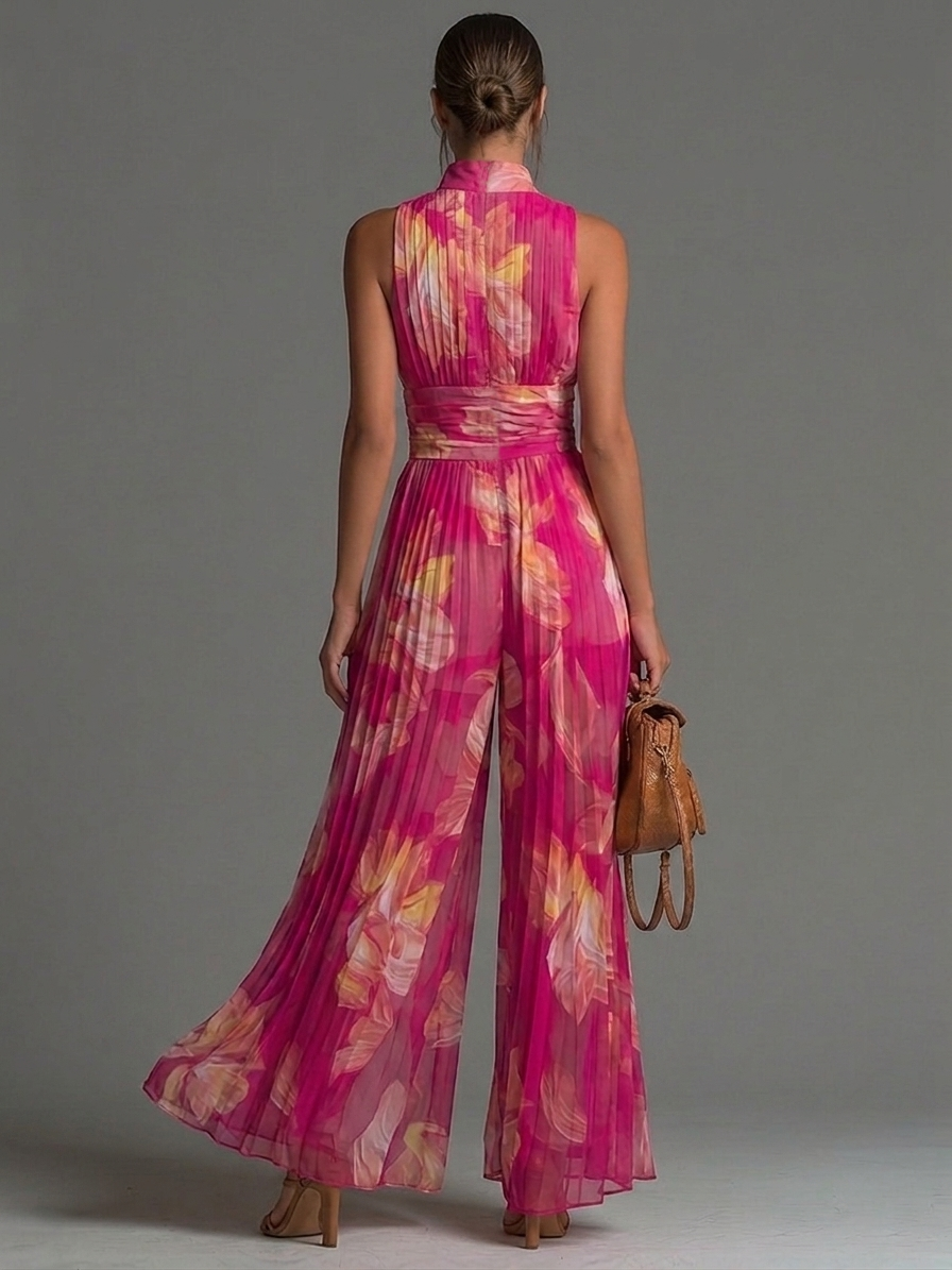 Candela | Mono Plisado Floral Fucsia