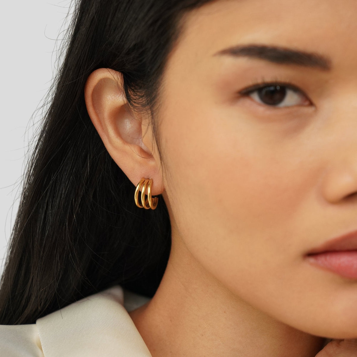 Carlota | Pendientes Aros Triples Dorados