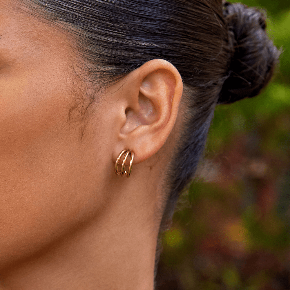 Carlota | Pendientes Aros Triples Dorados