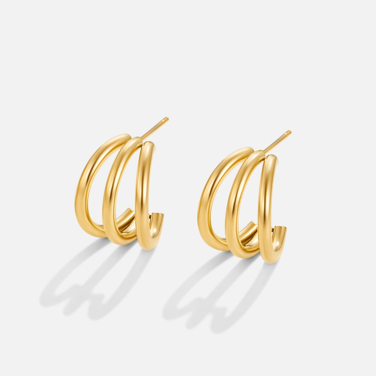 Carlota | Pendientes Aros Triples Dorados