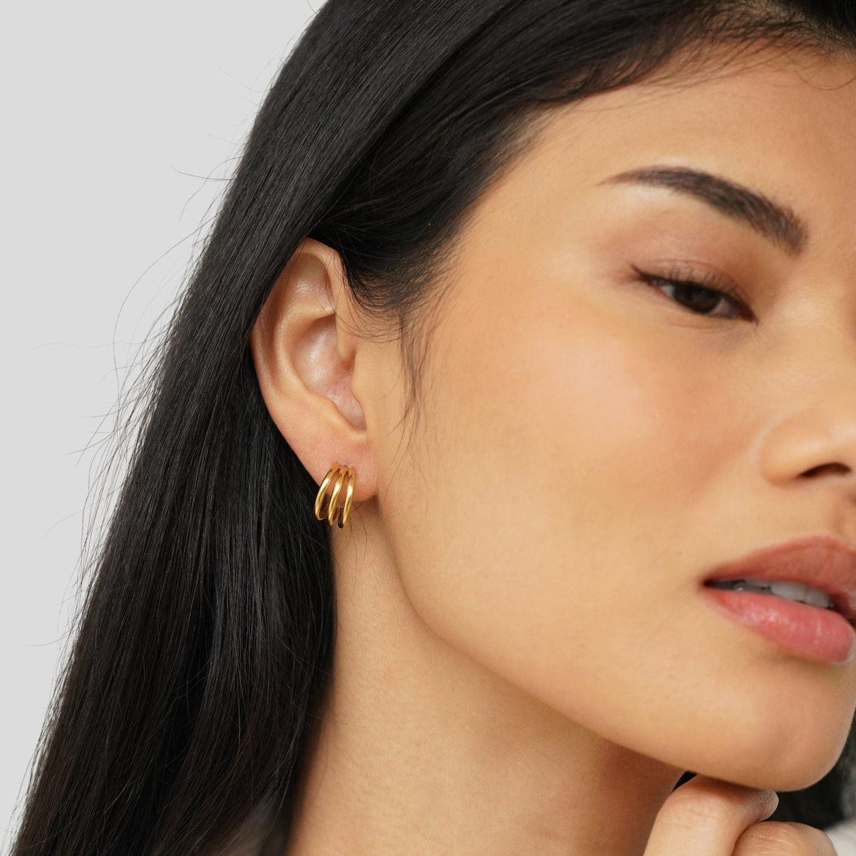 Carlota | Pendientes Aros Triples Dorados