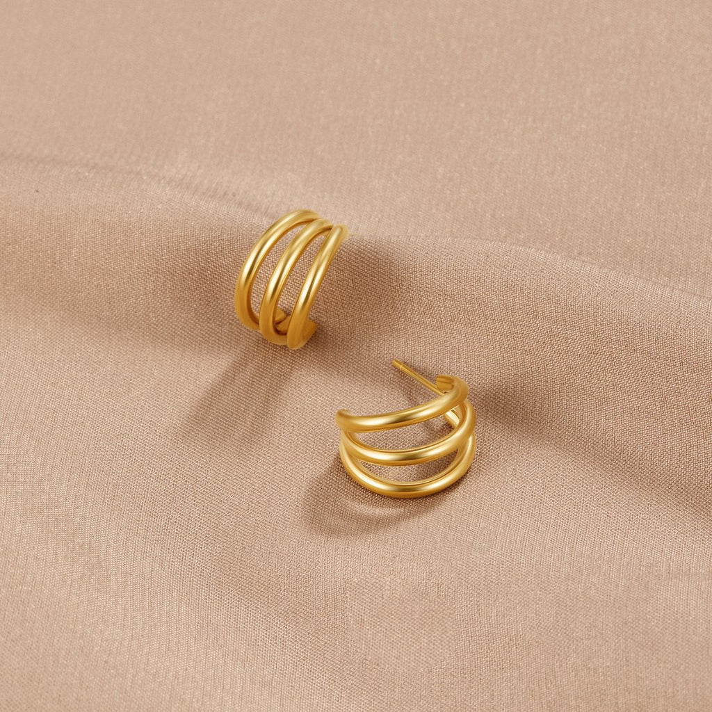 Carlota | Pendientes Aros Triples Dorados
