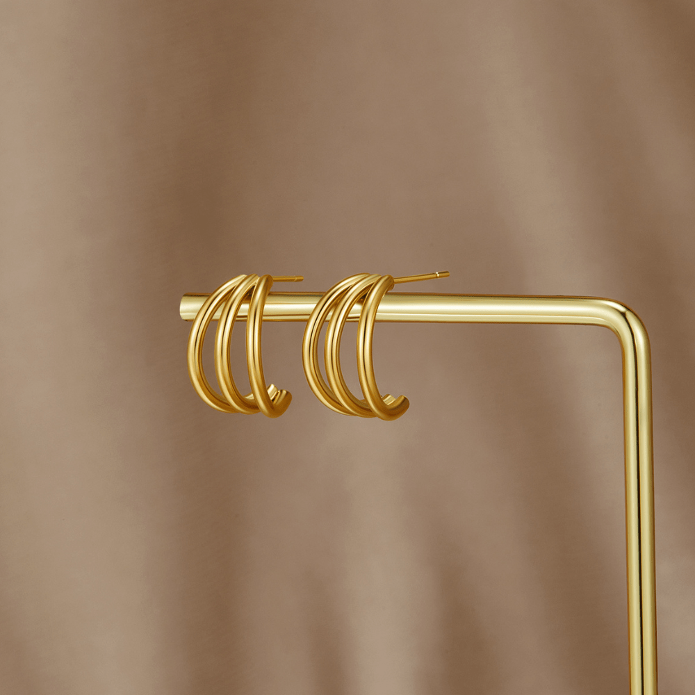 Carlota | Pendientes Aros Triples Dorados