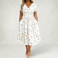 Santander | Vestido Floral con Escote en V y Detalle de Torsión