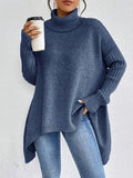 Cayetana | Jersey de Punto Cuello Alto Oversized Mujer Dobladillo Asimétrico