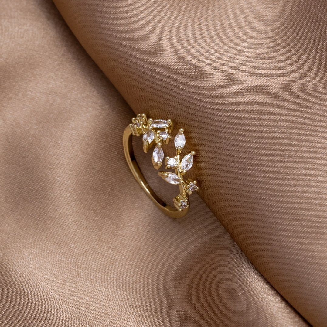 Anillo de Vid con Cristal 18K